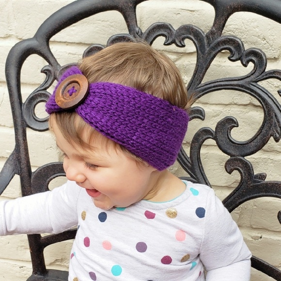 Soft Knitted Baby Headbands - Purple - Picture 2 of 2